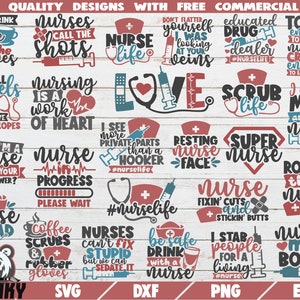 Nurse Bundle SVG - 25 Designs - Cut files - DXF files - Nurse SVG files - Nurse life svg - Nurse shirt svg - Medical svg - Medicine svg