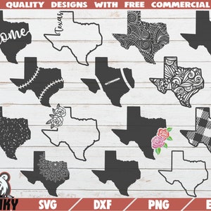 Texas SVG - 14 designs - Cut files - DXF files - Texas state outline SVG - Love texas svg - Vinyl decal design - Shirt design - Texas home