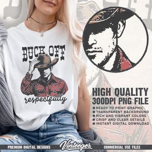 Funny Western Graphic PNG – Retro Cowboy t-shirt Design with humorous quote for Sublimation and DTG Printing – Vintage country design PNG image 2