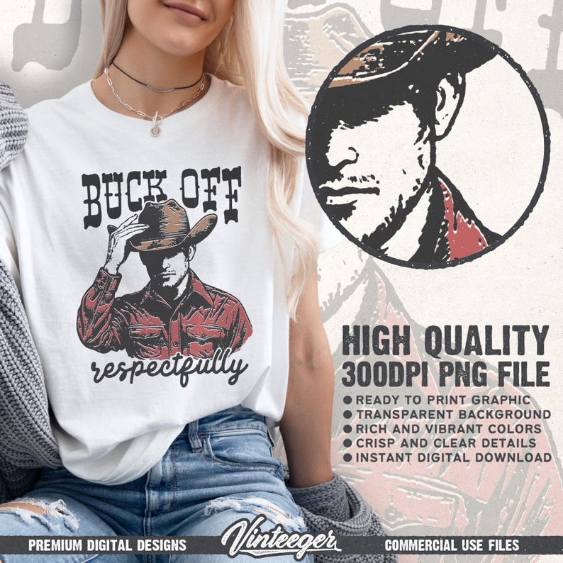 Funny Western Graphic PNG – Retro Cowboy t-shirt Design with humorous quote for Sublimation and DTG Printing – Vintage country design PNG image 2