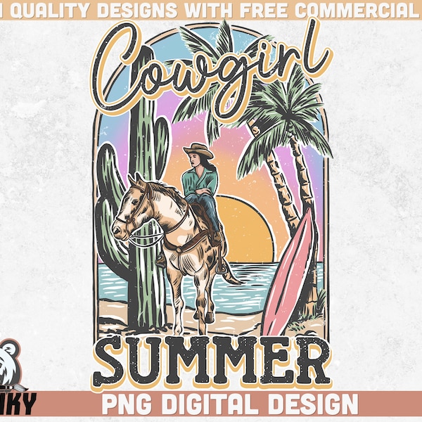 Cowgirl summer PNG | Sublimation design | Instant download | Summer shirt png | Country summer png | Western cowgirl png | Cowgirl shirt png