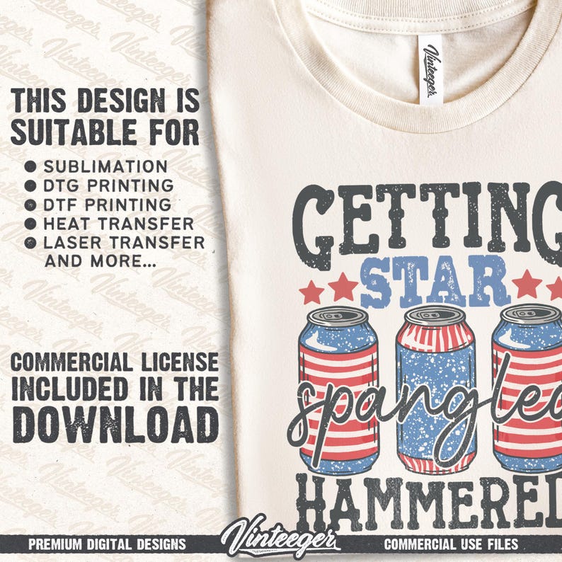 Getting star spangled hammered PNG | Instant download | Sublimation design | Funny 4th of july png | Fourth of july design | Funny USA png image 3