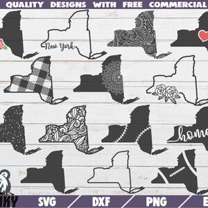New York SVG - 14 designs - Cut files - DXF files - New York state outline SVG - Love New York svg - New York shirt design - Floral design