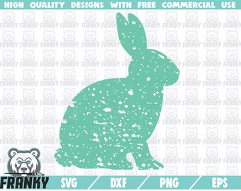 Distressed Bunny SVG - DXF file - Cut file - Easter bunny SVG - Easter shirt svg - Bunny svg - Distressed - Grunge svg - Bunny silhouette