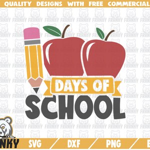 100 días de escuela SVG - Archivo de corte - Archivo DXF - Camisa de escuela SVG - 100o día de escuela svg - Profesor svg - cita escolar svg - Lápiz svg