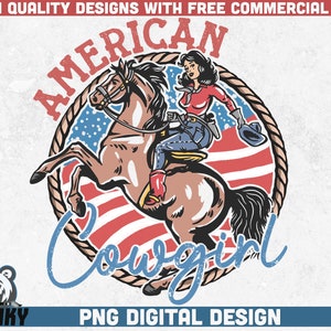 Vaquera americana PNG / Descarga instantánea / Diseño de sublimación / 4 de julio sublimación / Camisa occidental png / sublimación de verano / USA png
