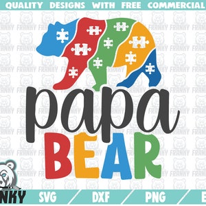 Papa ours SVG - Téléchargement instantané - Fichier coupe imprimable - Utilisation commerciale - Autisme père svg - Autisme papa SVG - Sensibilisation à l’autisme svg - Puzzle