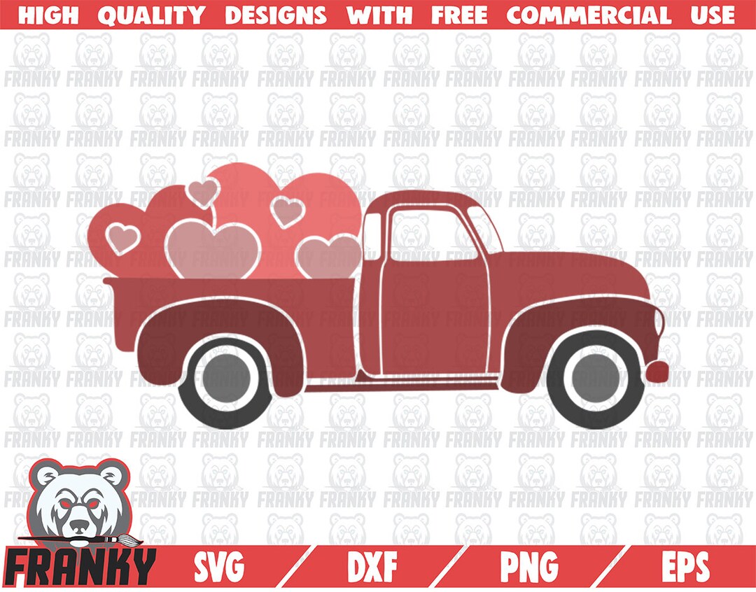 Retro Love Truck SVG - Cut File - DXF File - Valentine Truck SVG ...