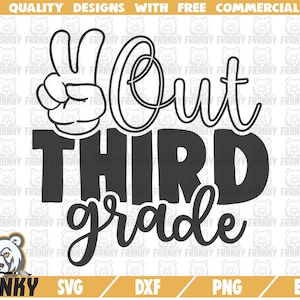 Peace out tercer grado SVG - Cortar archivo - Archivo DXF - 3er grado svg - Fin de la escuela svg - Vacaciones svg - Profesor svg - Graduación svg - Escuela