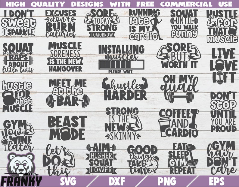 Download Motivational Svg Cut Files 25 Designs Funny Workout Sayings Dxf Files Fitness Shirt Svg Gym Quotes Svg Workout Bundle Svg Clip Art Art Collectibles 330 Co Il