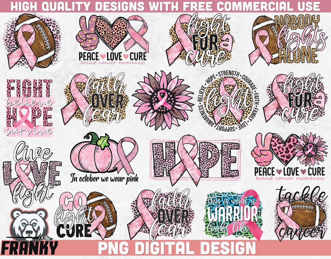 Breast Cancer Sublimation Bundle 17 PNG Designs Instant Download Cancer