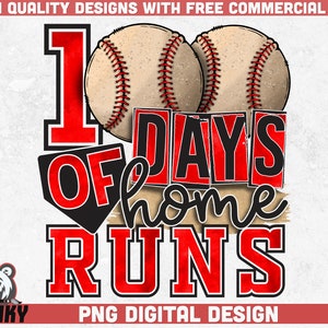 100 days of home runs PNG | Sublimation design | 100 days of school PNG | Baseball school design | 100th day shirt print | Baseball shirt