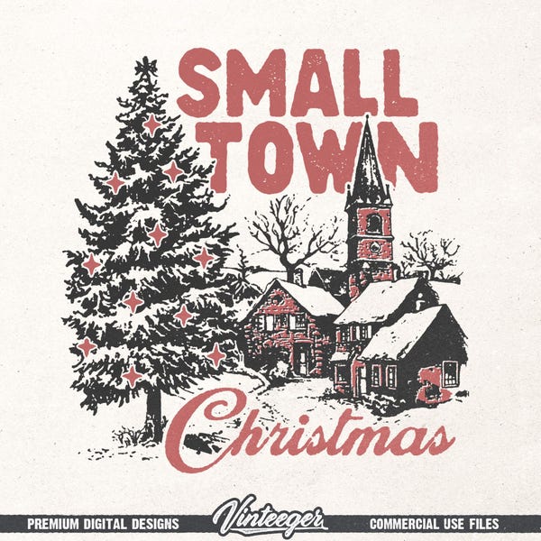 Retro Christmas design Png - Small town Christmas Png - Vintage Christmas design for sublimation and DTG printing - Christmas decoration png