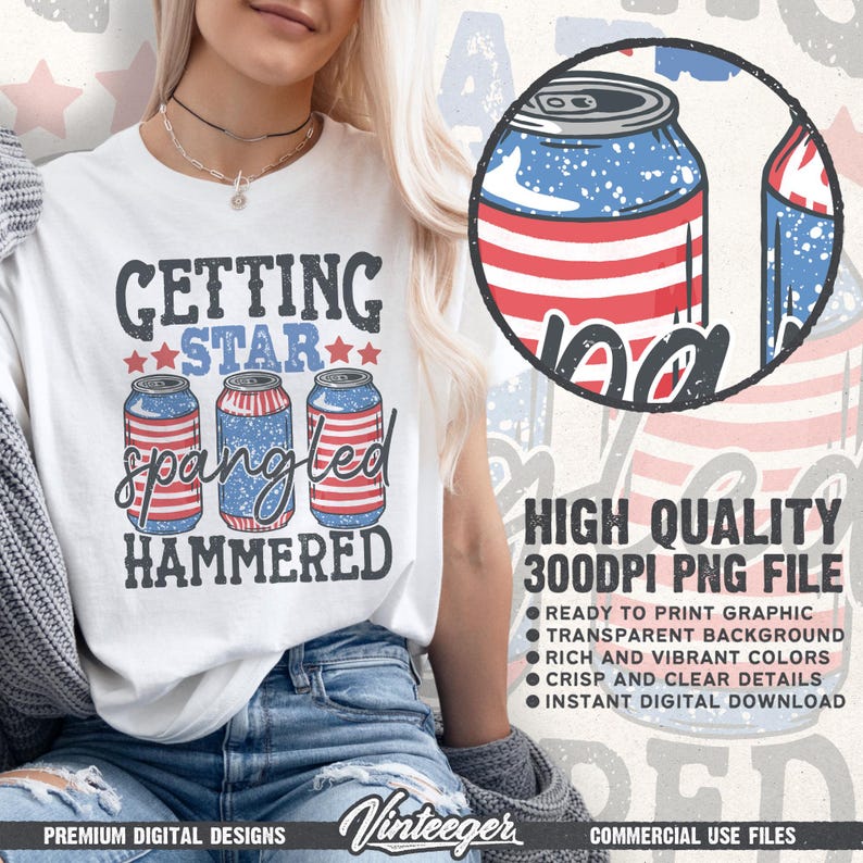 Getting star spangled hammered PNG | Instant download | Sublimation design | Funny 4th of july png | Fourth of july design | Funny USA png image 2