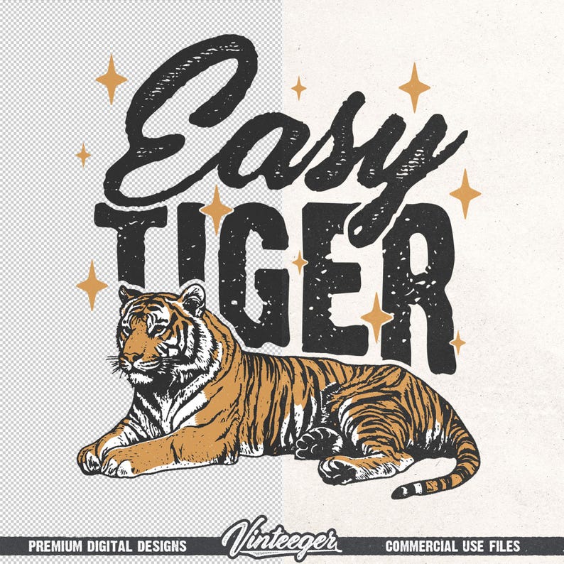 Trendiges Retro T-Shirt Design - Lustiges Zitat PNG mit Tiger Grafik - Humorvoller Druck für Sublimations- und DTG-Druck - Vintage Mädchen zum Ausdrucken Bild 7