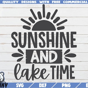 Sole e tempo lago SVG - Download istantaneo - File tagliato stampabile - Camicia lago SVG- Decorazione della casa sul lago - Vacanza sul lago svg - Decalcomania della barca