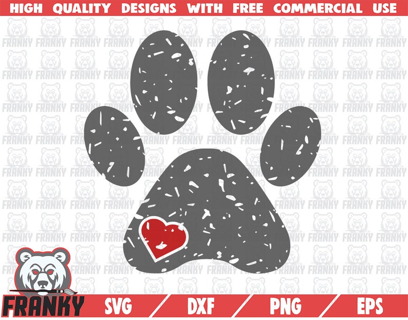Download Distressed Paw print SVG Cut file DXF file Paw print | Etsy