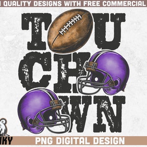 Touchdown Png | Football design Png | Instant download | Purple football helmet png | Football shirt design Png | Digital design
