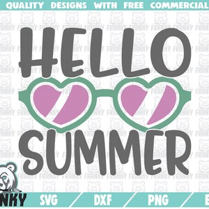 Hello Summer SVG - Cut file - DXF file - Sunglasses svg - Shades svg - Beach svg - Vacation svg - Summer shirt svg - Beach vacation svg