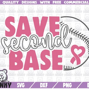 Speichern sie zweite Basis SVG - DXF-Datei - geschnitten Datei - Krebs Bewusstsein - Baseball Svg - Baseball-Ball - rosa Band Svg - Brustkrebs - Überlebende