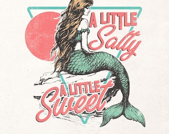 A little salty A little sweet Png | Beach shirt design Png | Summer sublimation design | Mermaid shirt print | Beach girl sublimation Png