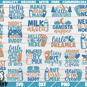 Baby boy SVG Bundle - 25 Designs - Instant download - Afdrukbare cut bestanden - Pasgeboren SVG - Baby boy onesie SVG - Grappige baby jongen citeert svg