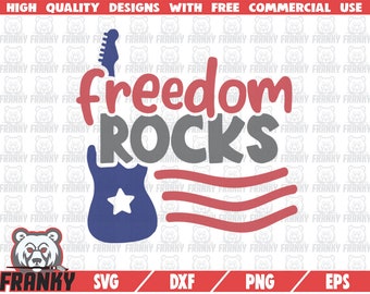 Freedom rocks SVG - Cut file - DXF file - Independence day shirt SVG - 4th of july svg - Fourth of july svg - United states svg - Digital