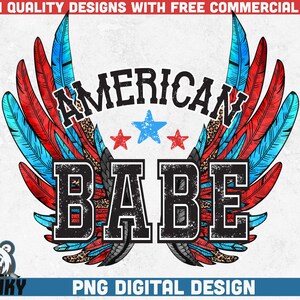 American Babe PNG | Sublimation design | Instant downoad | 4th of july shirt print | Patriotic wings png | USA babe png | Retro design png