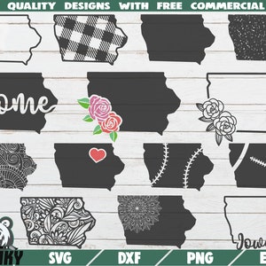 Iowa SVG - 14 designs - Cut files - DXF files - Iowa state outline SVG - Love Iowa svg - Iowa shirt svg - Floral Iowa svg - Iowa plaid svg