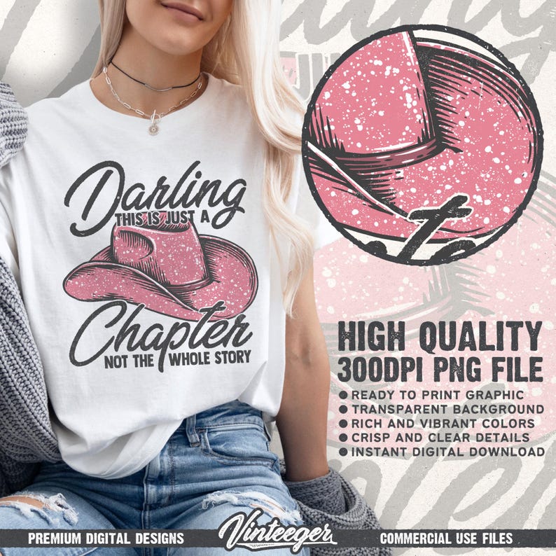 Cariño, esto es solo un capítulo Png / Diseño de camiseta motivacional Png / Sublimación de vaquera png / Sombrero de vaquera Png / Diseño de camiseta occidental Png imagen 2