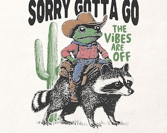 Funny t-shirt design Png - Funny raccoon graphic png Cowboy frog design Trendy retro t-shirt graphic Vintage sublimation design PNG