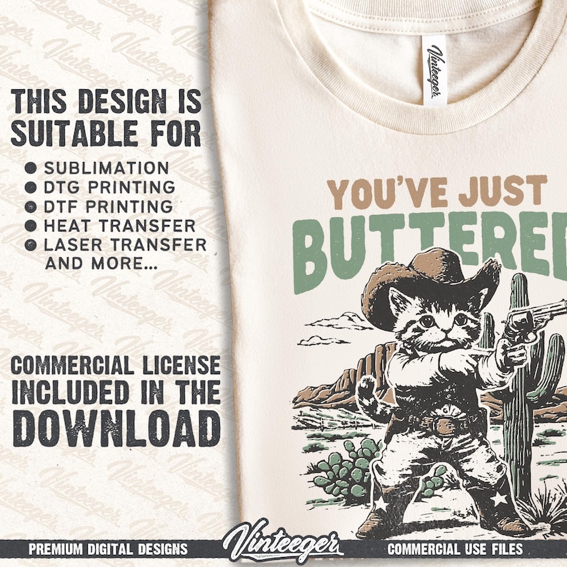 Funny Western design Png - Retro cowboy graphic for sublimation and DTG printing - Funny cat t-shirt design - Country saying Png image 3