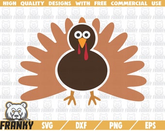Turkey SVG - Cut file - DXF file - Turkey clip art svg - Thanksgiving svg - Fall svg - Autumn svg - Cute turkey svg  - Turkey shirt svg