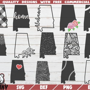 Alabama State SVG - 14 designs - Cut files - DXF files - Alabama Outline SVG - Love Alabama svg - Alabama plaid svg - Alabama home svg