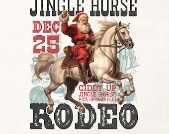Vintage Christmas design Png | Western Christmas Png | Cowboy Santa Png | Funny Christmas shirt design | Jingle horse rodeo Png