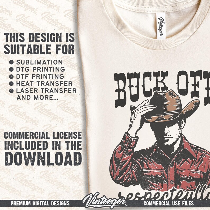 Funny Western Graphic PNG – Retro Cowboy t-shirt Design with humorous quote for Sublimation and DTG Printing – Vintage country design PNG image 3