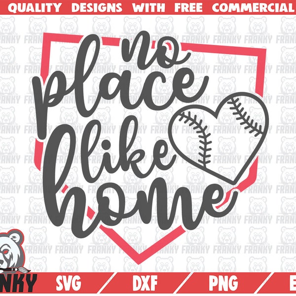 No place like home SVG - Cut file - DXF file - Baseball svg - Baseball shirt - Love baseball - Baseball Home - Baseball heart svg - Digital