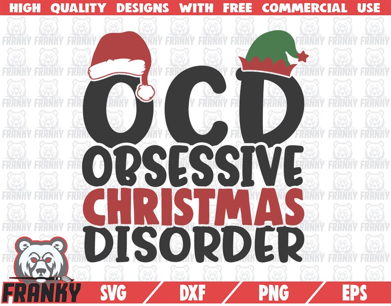 Funny christmas quote svg Elf hat svg Cut file DXF file Silhouette SVG file Christmas OCD Christmas shirt svg Santa hat svg