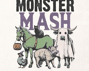 Funny western Halloween digital design - Country hallowen t-shirt graphic - Monster mash PNG - Fall sublimation - Halloween DTG file