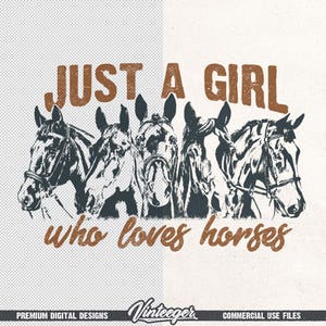 Gewoon een meisje dat van paarden houdt, png | Western-shirtontwerp, png | Sublimatie van plattelandsmeisjes | Paardenliefhebber Png | Retro paardillustratie png afbeelding 6