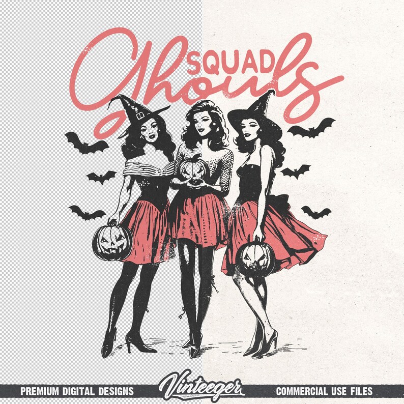 Squad Ghouls Png | Retro Halloween shirt design | Halloween sublimation png | Trendy Halloween girl Png | Fall graphic Png | Witch shirt Png image 6