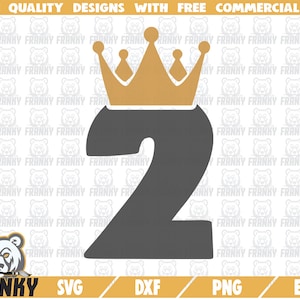 Zwei mit Krone SVG - geschnitten Datei - DXF-Datei - zwei Jahre Geburtstag Svg - Geburtstag Shirt Svg - 2 Jahre Geburtstag Svg - Geburtstag Aufkleber Svg - Digital