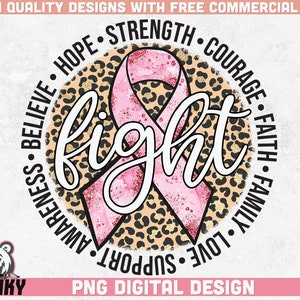 Combatti il cancro al seno PNG / Design a sublimazione / Sensibilizzazione sul cancro al seno / Maglietta per la sensibilizzazione sul cancro / Nastro rosa pmg / Design con stampa leopardata