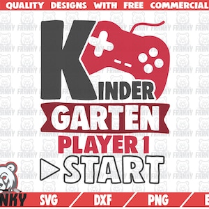 Kindergarten-Spieler 1 Start SVG - DXF-Datei - geschnitten Datei - ersten Tag der Schule Svg - zurück zur Schule Shirt - Lehrer Svg - Unterricht - Videospiel