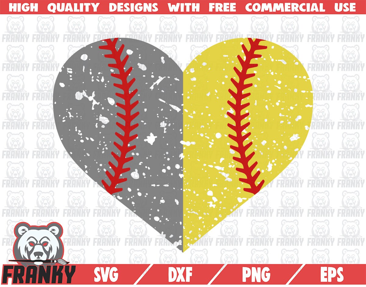 Split Baseball Softball Heart SVG DXF File Cut File Etsy