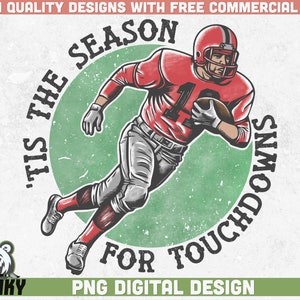 Tis the season for touchdowns Png | Red football team Png | Instant download | Touchdown season Png | Retro football design Png | Digital