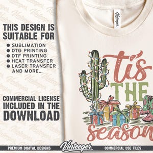 Tis the season PNG | Sublimation design | Instant download | Retro Christmas design png | Country christmas png | Western Christmas png image 3