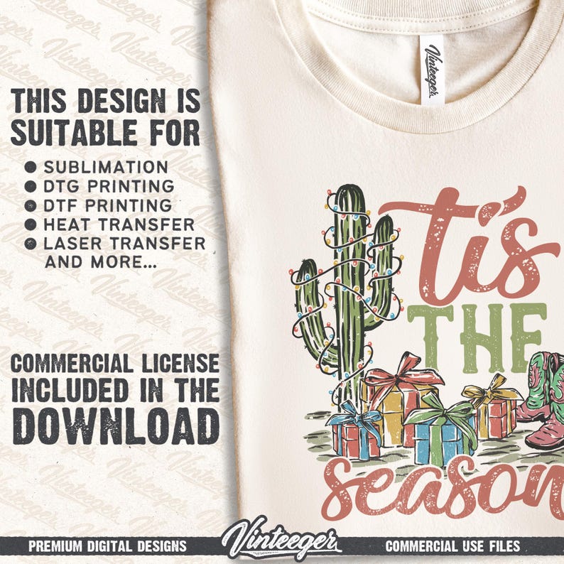 Tis the season PNG | Sublimation design | Instant download | Retro Christmas design png | Country christmas png | Western Christmas png image 3