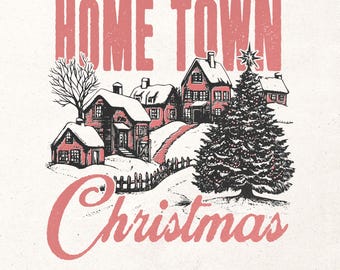 Retro Christmas graphic PNG - Home town Christmas Png - Christmas design for sublimation and DTG printing - Retro winted design Png