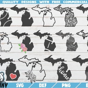 ミシガン SVG - 14 のデザイン - カット ファイル - DXF ファイル - ミシガン州のアウトライン SVG - ミシガン州を愛する SVG - ミシガン シャツ SVG - ミシガン ホーム SVG